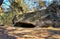 Mysterious cave in the sandstone rock landscape in Blankenburg. Harz Mountains National Park. Saxony-Anhalt, Germany