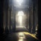 Mysterious corridor of the ancient temple. 3D Rendering Generative AI