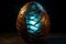 A mysterious dragon designer egg glowing on dark background generative AI