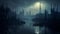 Mysterious Dystopian Cityscape: Burj Khalifa Silhouette In Mist
