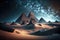 mysterious egyptian pyramids among night desert landscape