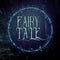 mysterious fairy tale background of dark and haunted forest and magical lights with text.