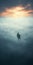 Mysterious Figure In Foggy Sea: A Zen-inspired Photobashing Artwork