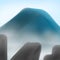 mysterious foggy mountain illustration