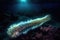 mysterious glowing sea cucumber on ocean floor