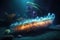 mysterious glowing sea cucumber on ocean floor