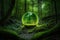 Mysterious green forest in a spherical glass sphere