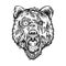 Mysterious horror zombie head bear monster outline