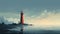 Mysterious Lighthouse: Detailed Character Design In Anime Art Style