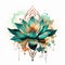 Mysterious Lotus Flower Tattoo Design In Dark Aquamarine And Amber