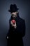 Mysterious man holding an apple