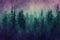 Mysterious midnight forest with a gradient of deep purple. AI generative