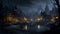 Mysterious Moonlit Night: Gothic Horror Illustration - Generative AI