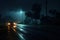 Mysterious Night roadwet. Generate Ai