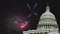Mysterious night sky with full moon United States Capitol Building in Washington DC with Fireworks Background For 4th of
