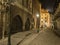 Mysterious night street in Prague. Beautiful view. The alley wit