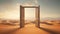 Mysterious Opened Door Standing Alone in the Desert. Generative ai
