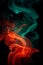 Mysterious orange and green smoke flows as abstract background