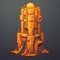 Mysterious Orange Tower: Hieratic Visionary Pixel Art For 2d Games