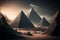 Mysterious pyramids ancient civilization mystical landscape 3d illustration