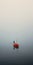 Mysterious Red Boat In Fog: Supernatural Minimalist Photography