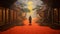 Mysterious Red Road: A Richly Detailed Genre Painting With Dramatic Perspective