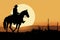 Mysterious Silhouette cowboy horse. Generate AI