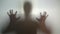 Mysterious silhouette with hands up and down, person in stress