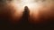 Mysterious Silhouetted Woman Emerging From Thick White Fog