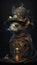Mysterious Skeletal Rat King or Warrior in Top Hat and Halloween Fancy Dress