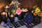 Mysterious still life with tarot cards, black candles and crystal ball on witch table