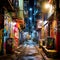 Mysterious Street in Hong Kong with Vibrant Colors and Stunning Street Art