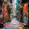 Mysterious Street in Hong Kong with Vibrant Colors and Stunning Street Art