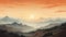 Mysterious Sunset Mountain Landscape Wallpaper With Soft Gradients