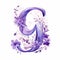 Mysterious Symbolism: Watercolor Floral Letter G With Purple Flowers