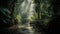 Mysterious tropical rainforest, a tranquil scene of untouched beauty generated by AI