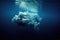 mysterious underwater lighting on iceberg formation