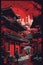 Mysterious Urban Japan: A Dark Magic Splash of Red