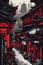 Mysterious Urban Japan: A Dark Magic Splash of Red