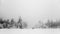 Mysterious view of a snow-covered meadow with two people near the Grosser Feldberg mountain, Germany