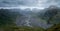 Mysterious view of volcanic icelandic landscape from the top of Valahnukur hill in Thorsmork valley in the southern