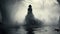 Mysterious Woman: A Hauntingly Elegant Silhouette In The Dark Wood