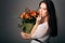 Mysterious Woman Receiving Flower Bouquet From Secret Lover