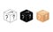 Mystery box or random loot in the cube or gift box with line. Box, package icon in white, black, beige color on an isolated white