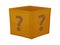 Mystery contest cardboard box. Mystery box gift question icon.