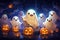 Mystery cute ghost with halloween background. Generative AI