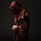 Mystery monk praying on kneels