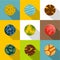 Mystery planet icon set, flat style