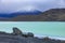 Mystic atmosphere with clouds at the lake Laguna Amarga in Patagonia