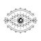 Mystic evil eye, line art esoteric sign. Occult symbol